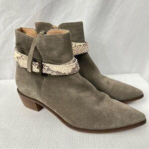 Seychelles Taupe Ankle Boots with Snakeskin Strap